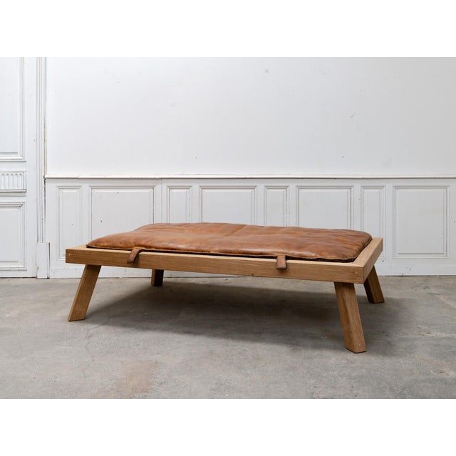 Vintage Daybed in Leather and Oak, 1950s For Sale - Image 11 of 11