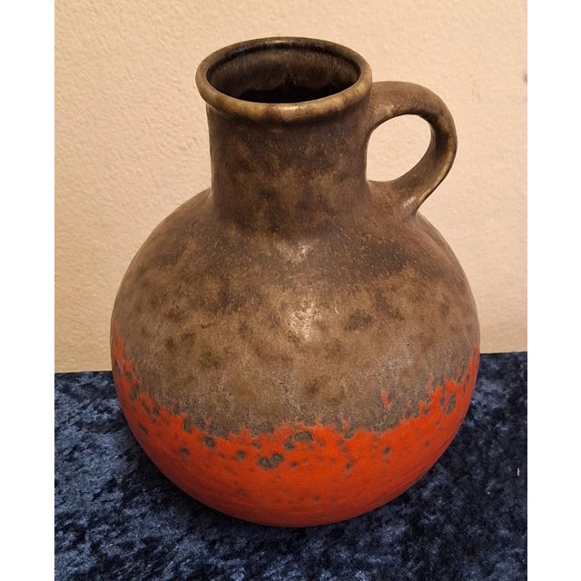 German Orange-Brown Glazed Ceramic Jug Vase, 1970s, in Very Good conditions. Designed 1970 to 1979