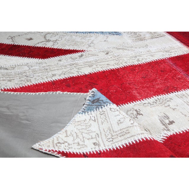 Mid 20th Century Contemporary Patchwork Rug With Bold Geometric Cross Design - 6' 6'' X 10' 2'' For Sale - Image 11 of 12