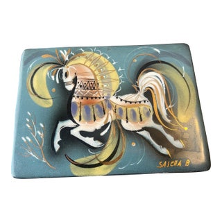 1990s Sascha Brastoff "Star Steed" Ceramic Box For Sale