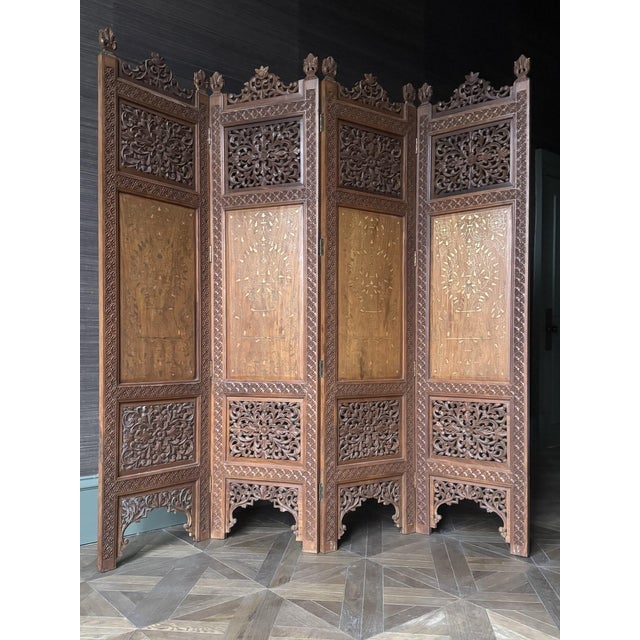 Anglo-Indian Hardwood Calypso Screen, 1890s For Sale - Image 3 of 10