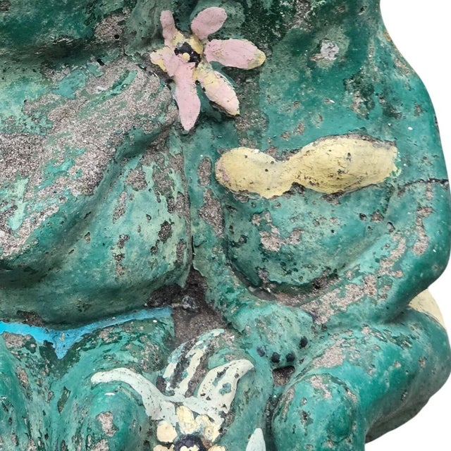 Green Anthropomorphic Frogs Bench Cement Sculpture Vintage Yard Art Statue Concrete For Sale - Image 8 of 18