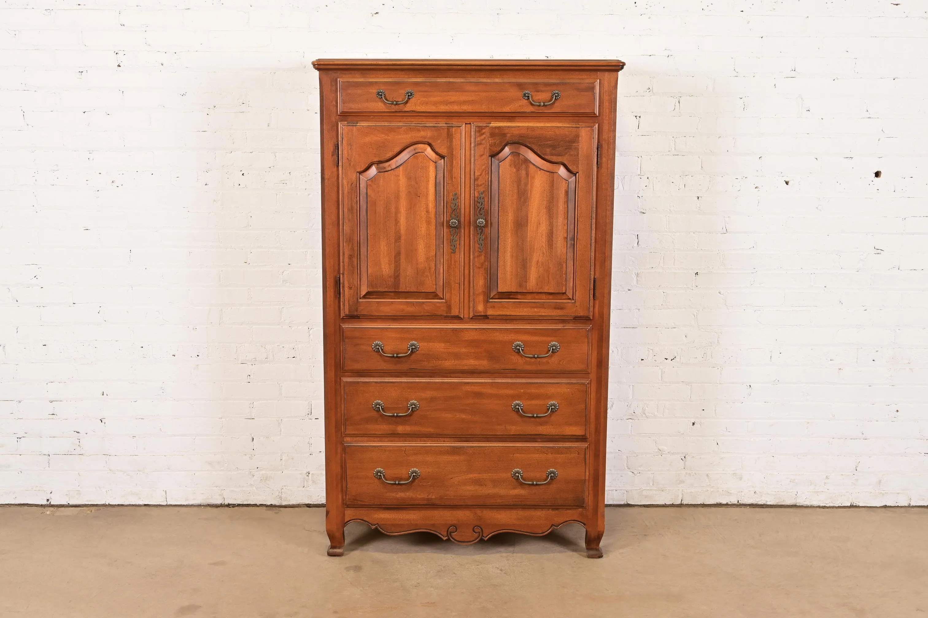 Ethan Allen Country French Carved Solid Maple Highboy Dresser or