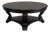 Vintage Black Round Pedestal Coffee Table With Casters For Sale