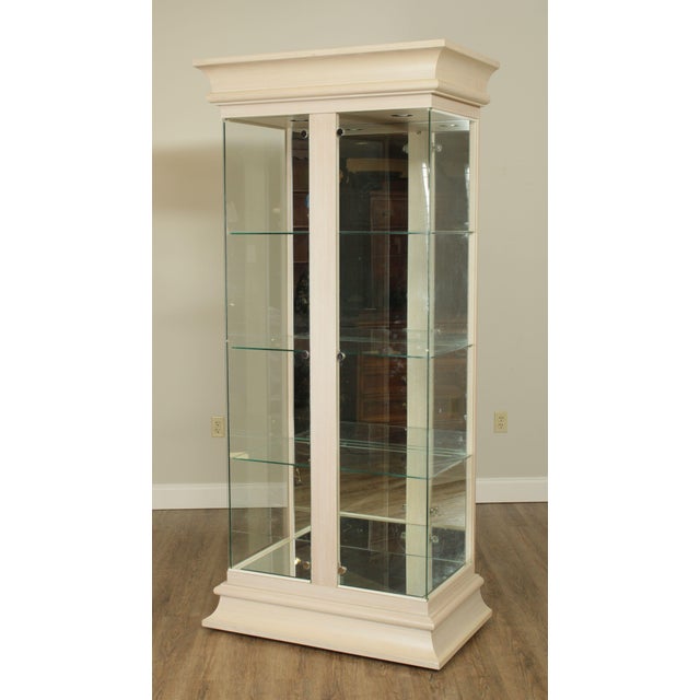 Contemporary Modern White Washed and Glass Curio Display Chairish