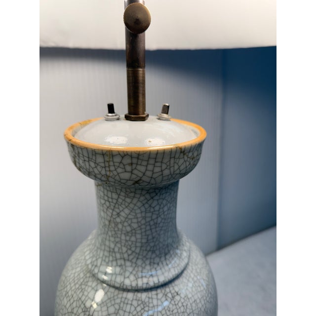 Off-white Antique Style Chinese Vase With Crackle Glaze Table Lamps, Pair For Sale - Image 8 of 11
