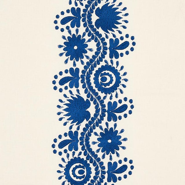 Traditional Sample - Schumacher Theodora Embroidery Fabric in Blue For Sale - Image 3 of 5