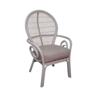 Surfside Casual Painted Rattan Fan Back Armchair For Sale