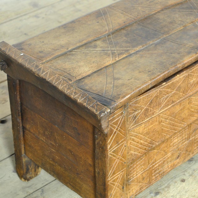 Wood Folk Art Romanian Shepherds Chest, 1900 For Sale - Image 7 of 13