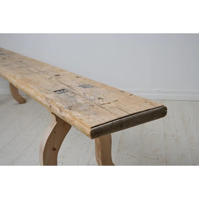 Wood Antique Swedish Folk Art Bench For Sale - Image 7 of 10