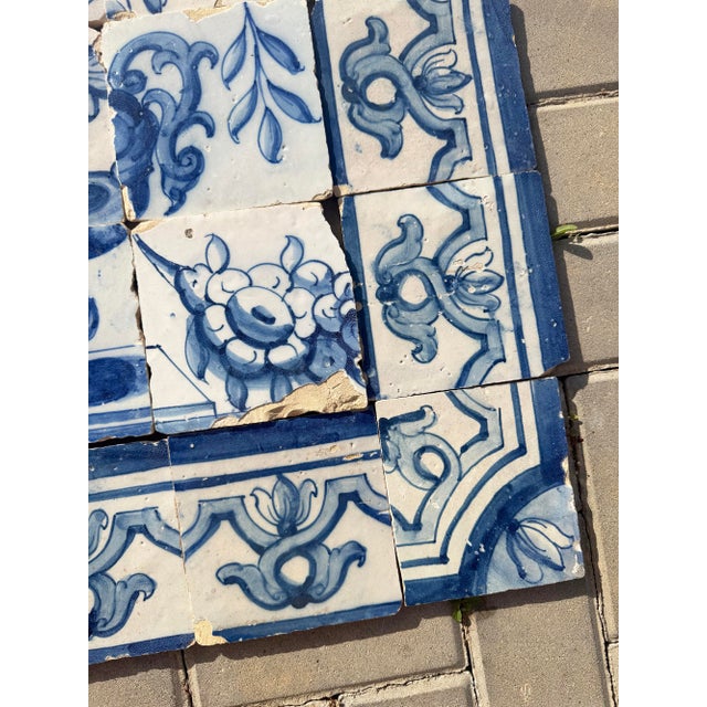 Antique 18th Century Portuguese Baroque Tiles With Flower Arrangement in Classical Urn For Sale - Image 15 of 16