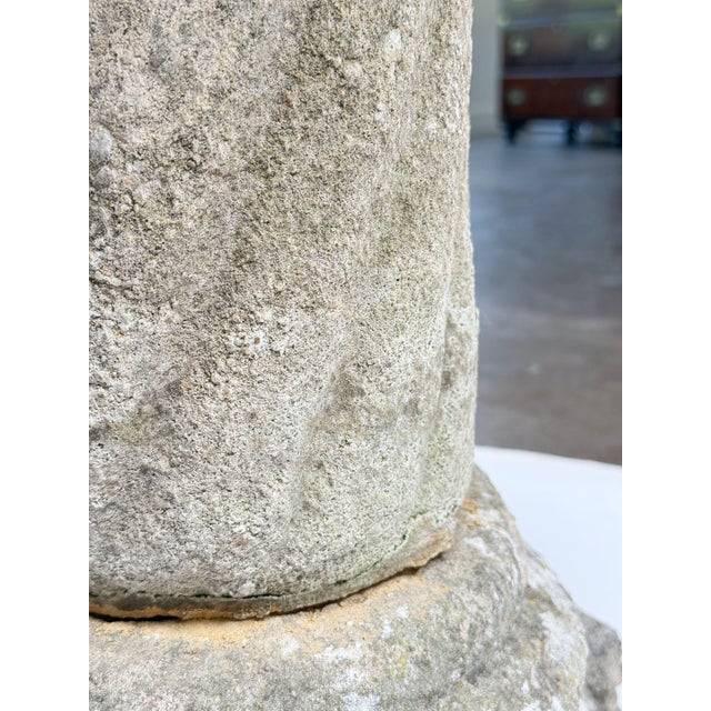 Gray English Garden Stone Planter or Urn on Pedestal Stand in the Medieval Style For Sale - Image 8 of 11