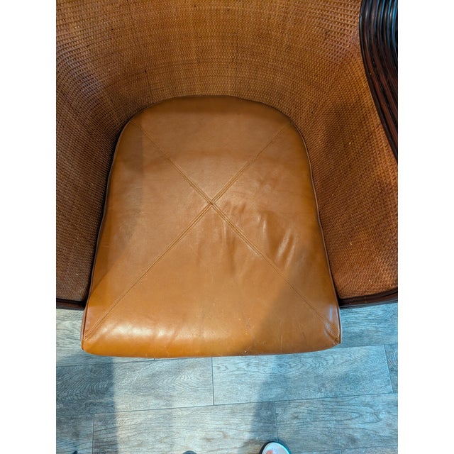 1970's Sculptural Mid-Century Modern Bentwood Lounge Chairs With Cane Panels and Leather Seat - Set of 2 For Sale In Tampa - Image 6 of 13