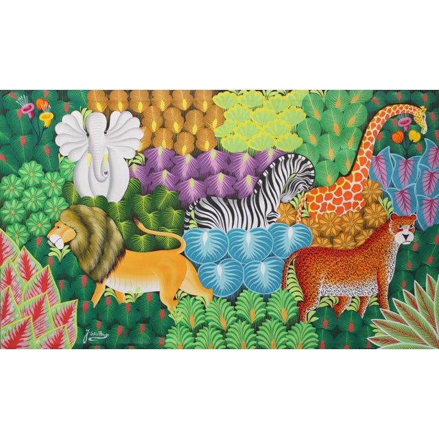 Joel Gauthier, Animals in the Jungle, Acrylic on Canvas, 1990s For Sale - Image 4 of 4