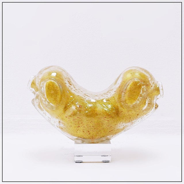 Vintage Clear Art Glass Figurine with Gold Glitter, 1990s For Sale - Image 15 of 15