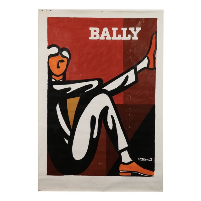 Bally Man Poster from Villemot, 1986 For Sale