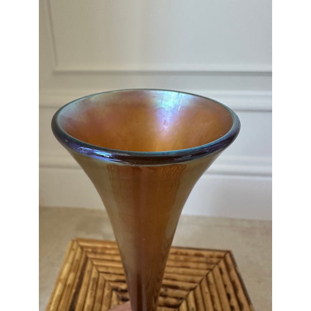 1990s Steven Lundberg Art Glass Vase With Patinaed Bronze Base For Sale - Image 12 of 18