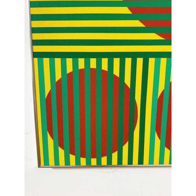 Textile C. 1970s Op Art Painting Titled "Position of Depend" by Wilma Dick For Sale - Image 7 of 9
