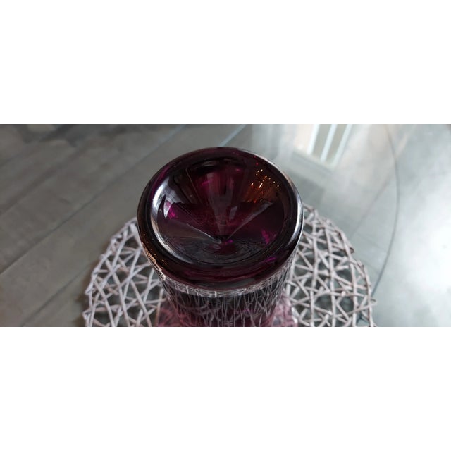 Mid 20th Century Vintage Mikasa Modern Heavy, Cranberry Colored Crystal Vase For Sale - Image 5 of 7