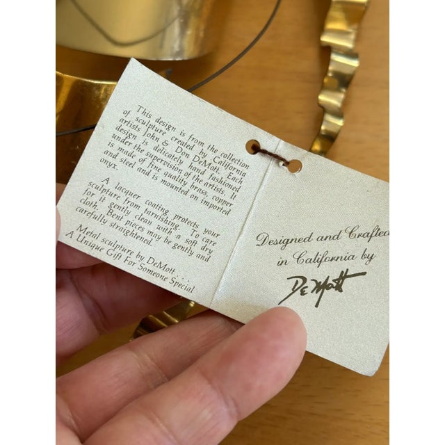 Vintage Modernist John DeMott Brass Sailing Ship Wall Sculpture, Signed, Original Label For Sale In San Francisco - Image 6 of 8