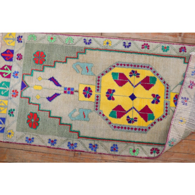 Mid 20th Century Zabihi Collection Mid-20th Century Dazzling Turkish Anatolian Mat Size Rug For Sale - Image 5 of 6