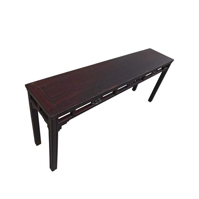 Chinese Early 19th Century Chinese Elm Console Table With Openwork Apron For Sale - Image 3 of 4