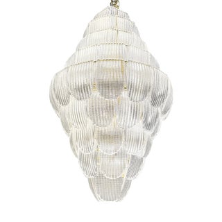 Imperial Transparent Diamanted Petals Murano Glass Chandelier by Simoeng for Simoeng For Sale