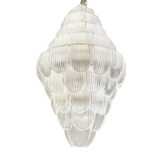 Imperial Transparent Diamanted Petals Murano Glass Chandelier by Simoeng for Simoeng For Sale