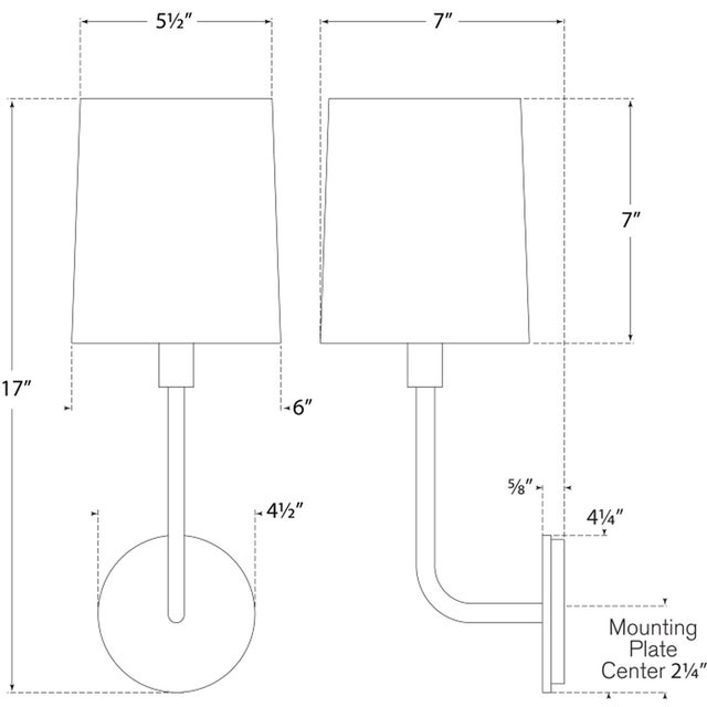 Go Lightly Sconce in Charcoal with Linen Shade Designer: Barbara Barry Finish: Charcoal Height: 17" Width: 6" Extension:...