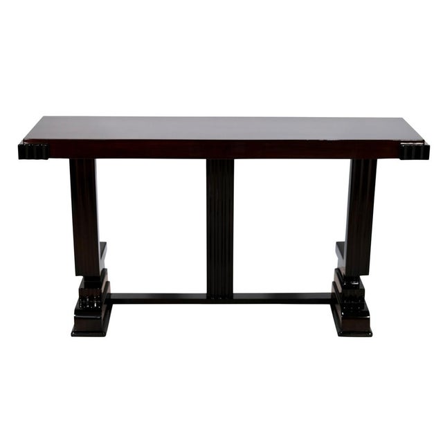 Wood Art Deco Console with Black Elements and High-Gloss Lacquered, 1930s For Sale - Image 7 of 7