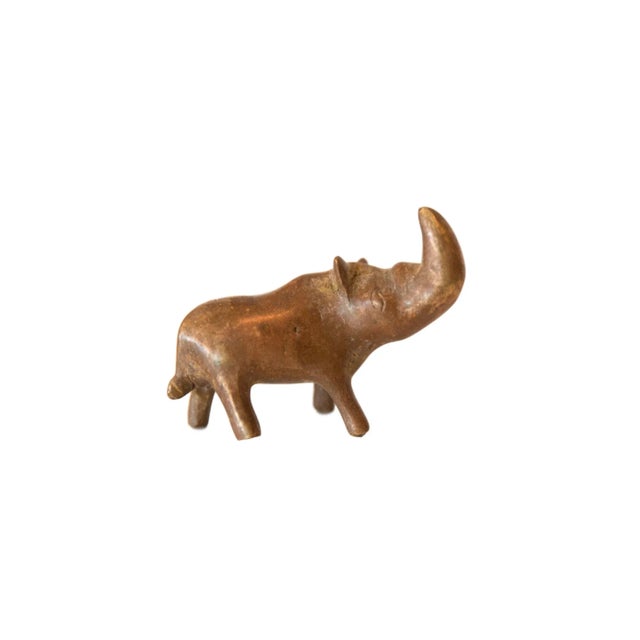 Metal Vintage African Medium Copper Rhino For Sale - Image 7 of 7