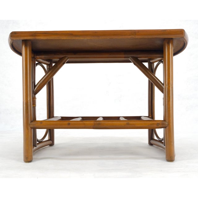Ficks Reed Bamboo Rattan Side End Table Mid Century Modern c1970s White Laminate Top MINT For Sale - Image 4 of 16