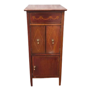 19th Century Victorian Mahogany and Satinwod Inlaid Converted Music Cabinet