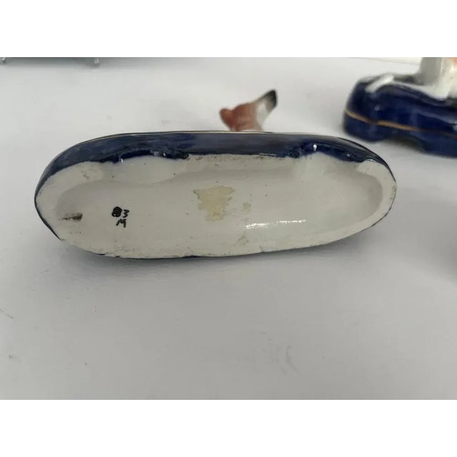 Brown Antique Staffordshire Dogs and Rabbit Inkwell, Set of 3 For Sale - Image 8 of 9