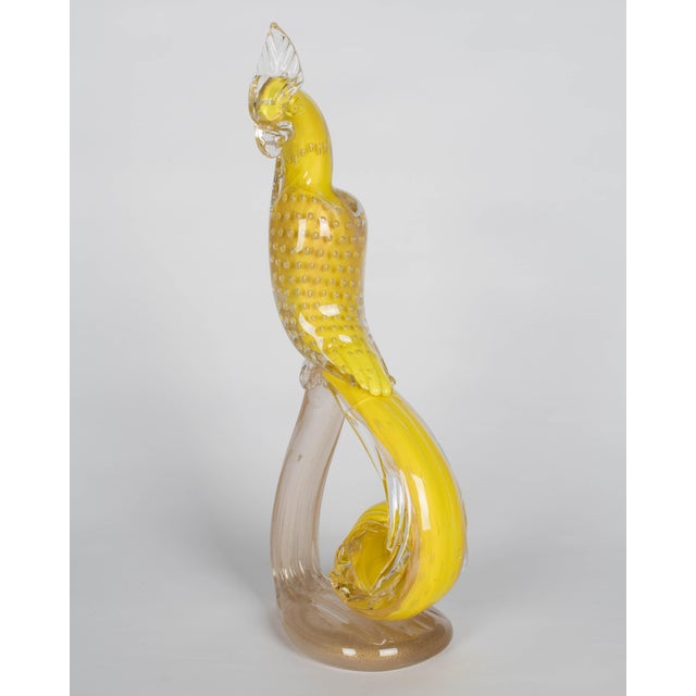 Yellow Vintage Murano Glass Parrot Sculpture by Alfredo Barbini, 1950s For Sale - Image 8 of 18