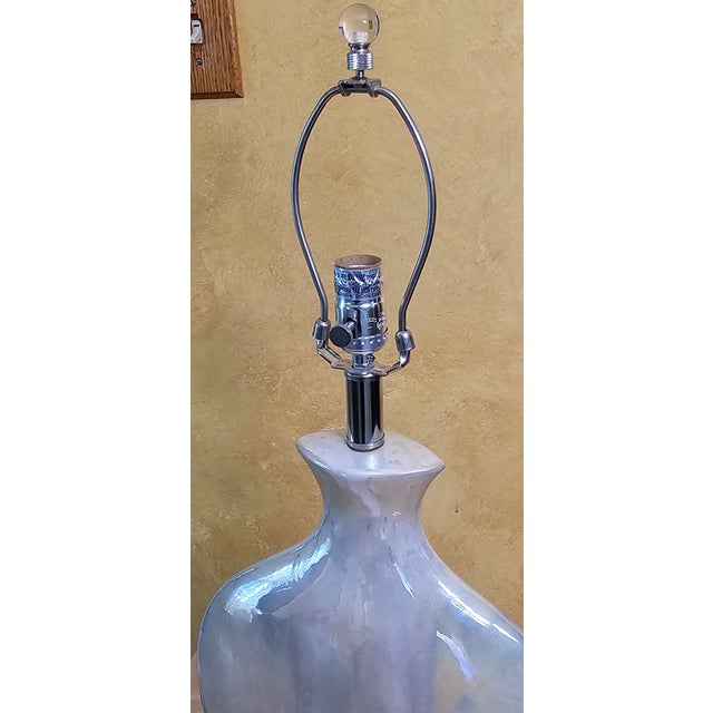 Euro Design Modern Porcelain Ivory Drip Glaze Table Lamp With Custom Shade For Sale In Washington DC - Image 6 of 12