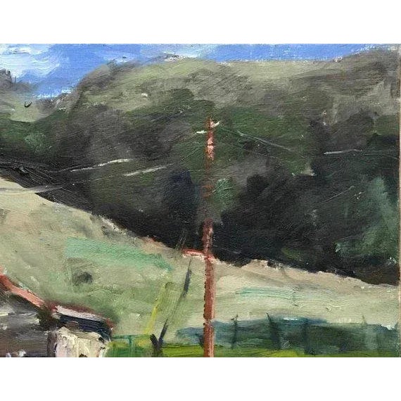 Dark Green Quiet Places & Journeys — Rose Barn, Morgan Hill (Original Oil Landscape) For Sale - Image 8 of 9