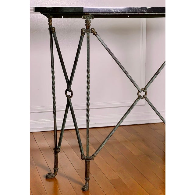 1920s Oscar Bach Attributed Iron Console and Beveled Mirror Set With Marble Top For Sale In Philadelphia - Image 6 of 17