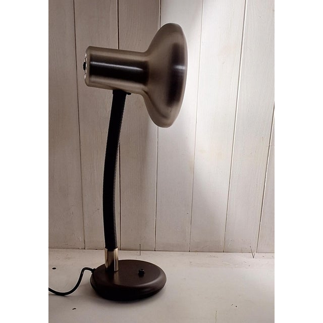 Vintage Adjustable Desk Lamp with Black Metal Base and Aluminum Reflector Shade from Sis, 1980s For Sale - Image 3 of 9