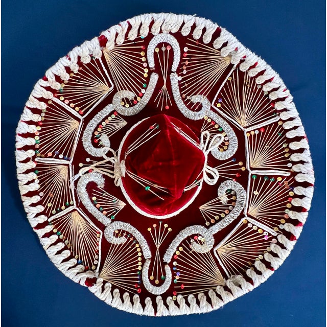 Mid-Century Modern Set of 3 Vintage Mexican Charro Mariachi Sombreros, Pigalle & Salazar Yepez, Folk Art Wall Decor For Sale - Image 3 of 9