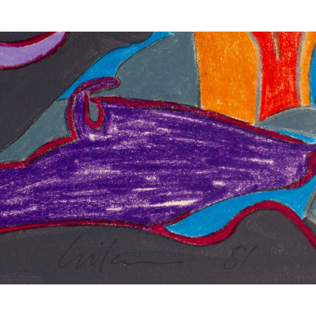 Paper 1981 Abstract Mixed Media Painting by Harry Hilson For Sale - Image 7 of 8