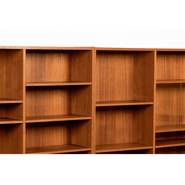 Wood Pair Mid-Century Swedish Modern Teak Bookcase Cabinets, 1960s For Sale - Image 7 of 18