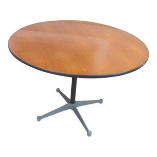 1960s Vintage Round Eames for Herman Miller Dining Table With Teak Top For Sale