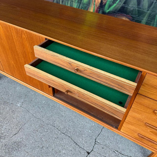 Mid 20th Century Mid Century Extra Long Teak Credenza For Sale - Image 5 of 10