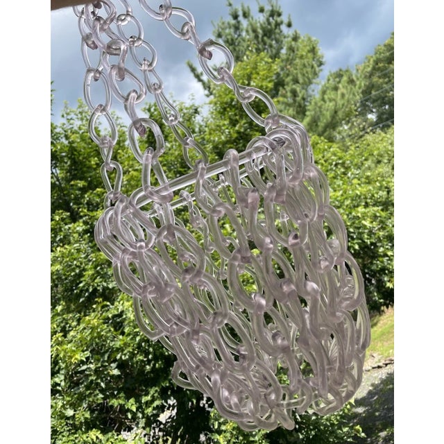 Rare Fine Antique 19th C. Victorian Free Blown Glass Whimsy Hanging Chain Basket For Sale - Image 15 of 18