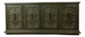 Mid Century Modern Jade Credenza With Unique Brass Hardware