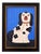 Matt Rix, Naive Style Right Facing Staffordshire Spaniel on Mantel, Blue, Print, Framed For Sale