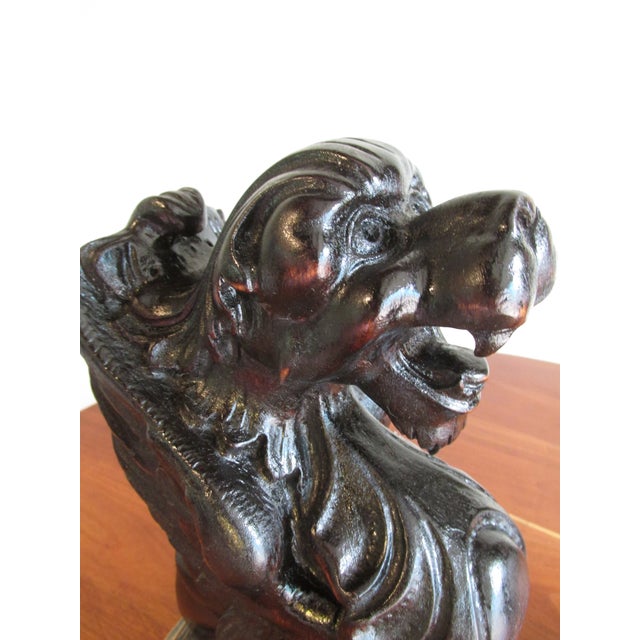 Mid 19th Century 19th Century English Carved Wooden Griffins on Stands, a Pair For Sale - Image 5 of 15