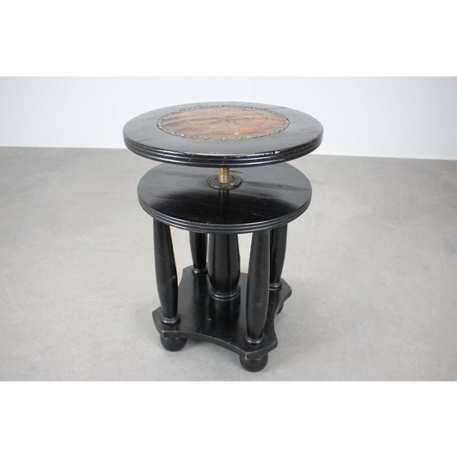 Antique Adjustable Piano Stool with Leather Seat, 1910s For Sale - Image 3 of 11
