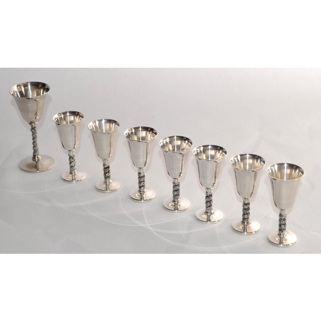 1930s Mid-Century Modern F. B. Rogers Silver Plated Goblets Stemware, Set of 8 For Sale In Miami - Image 6 of 18